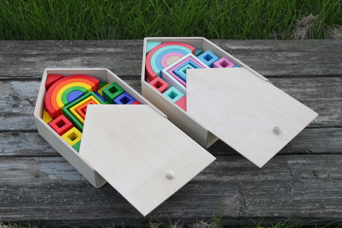 большие наборы деревянных кубиков для мальчиков и девочек в коробке домике с крышкой